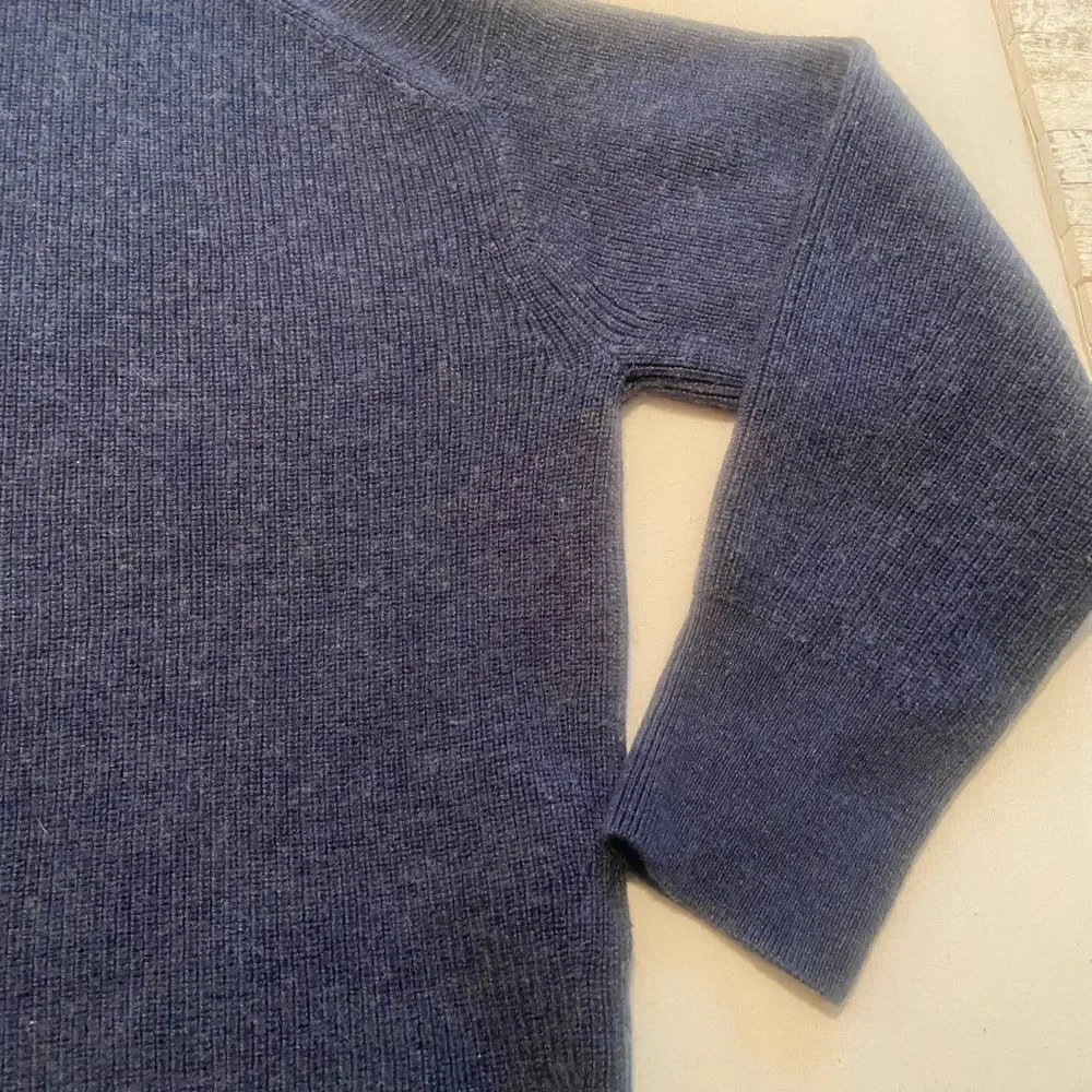 Lululemon Women's Blue Merino Wool-Blend Ribbed Mock Turtleneck Sweater Size 6